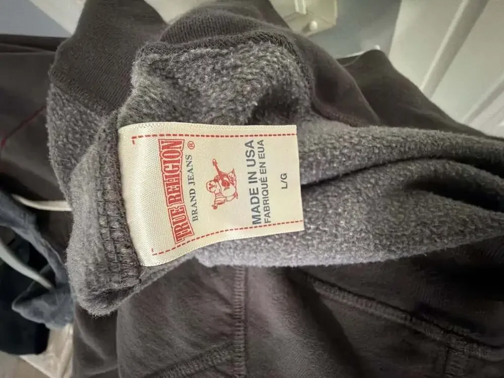 True Religion Brown Hoodie Sweatshirt With Horseshoe Logo Size L